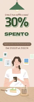 verde beige illustrazione moderno interno casa caffè evento promozione