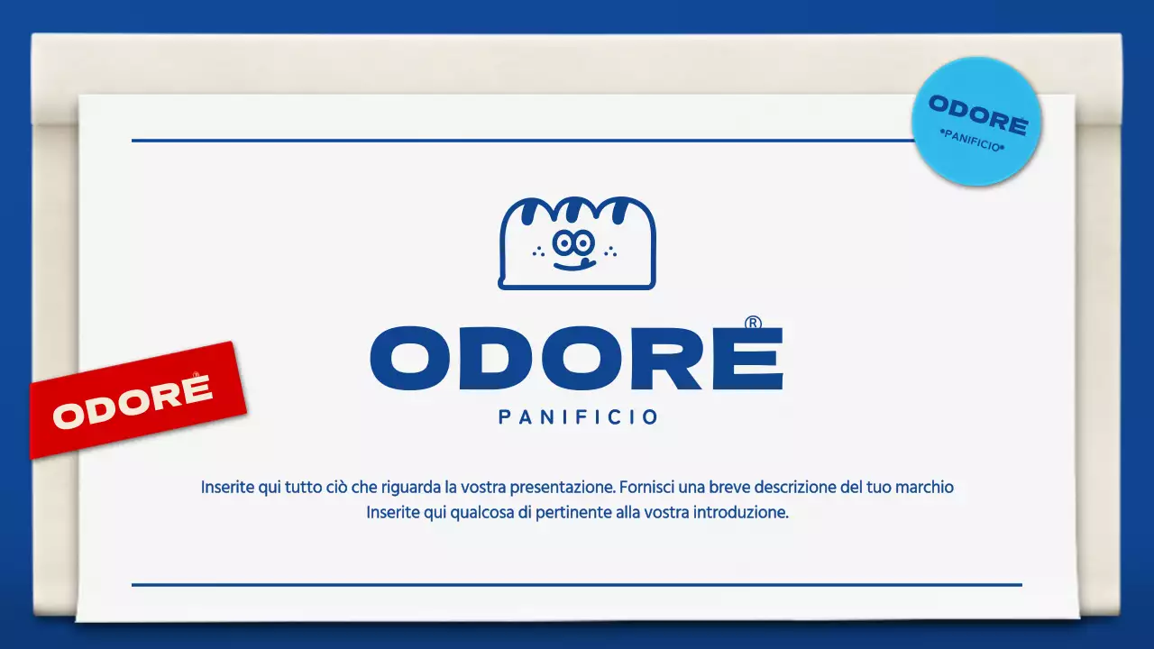 Graziosa cartella per panetteria in blu e marrone