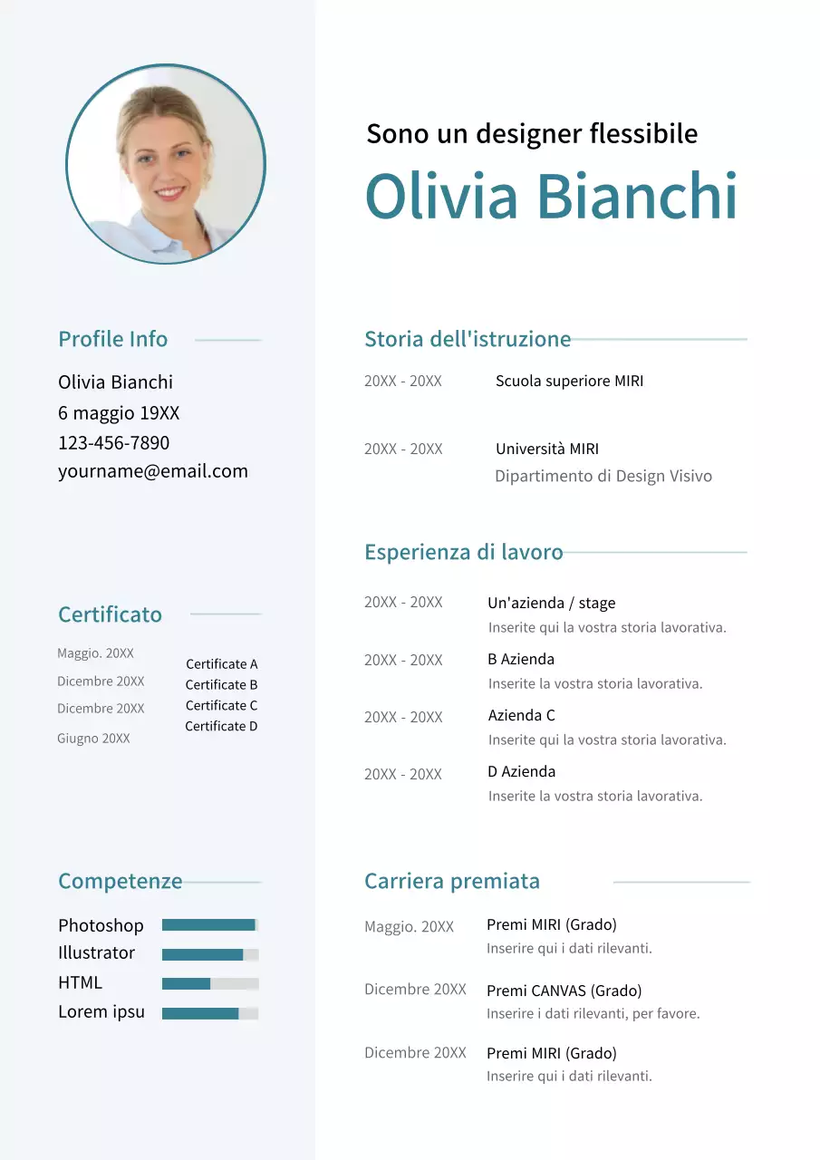 Un curriculum pulito, lineare e verde