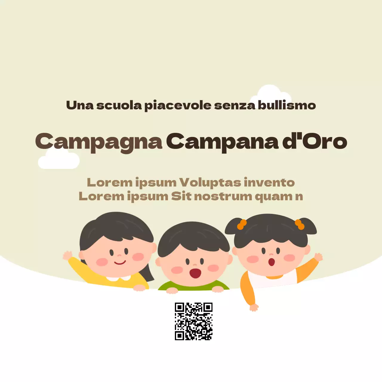 Annunciate e promuovete la vostra campagna Golden Bell con lo stile di un simpatico personaggio tondo per bambini