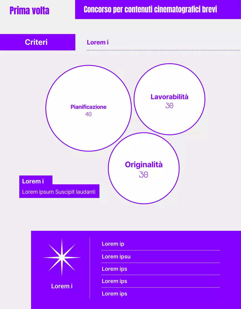 Concorso di contenuti umoristici shortform con immagini geometriche viola