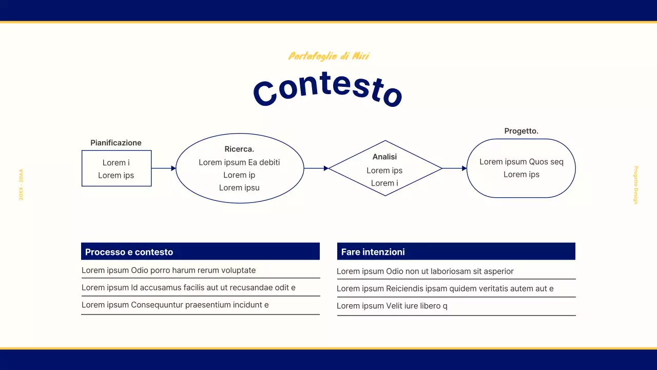 Portafoglio di design per un concetto retrò vintage in blu navy e giallo