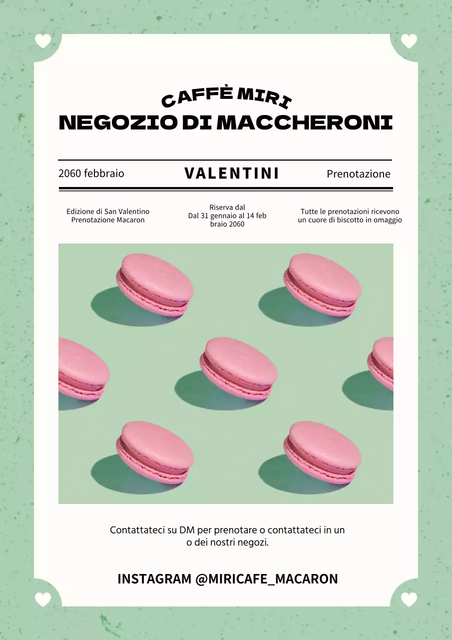 Proposta per un negozio di macaron moderno e alla menta