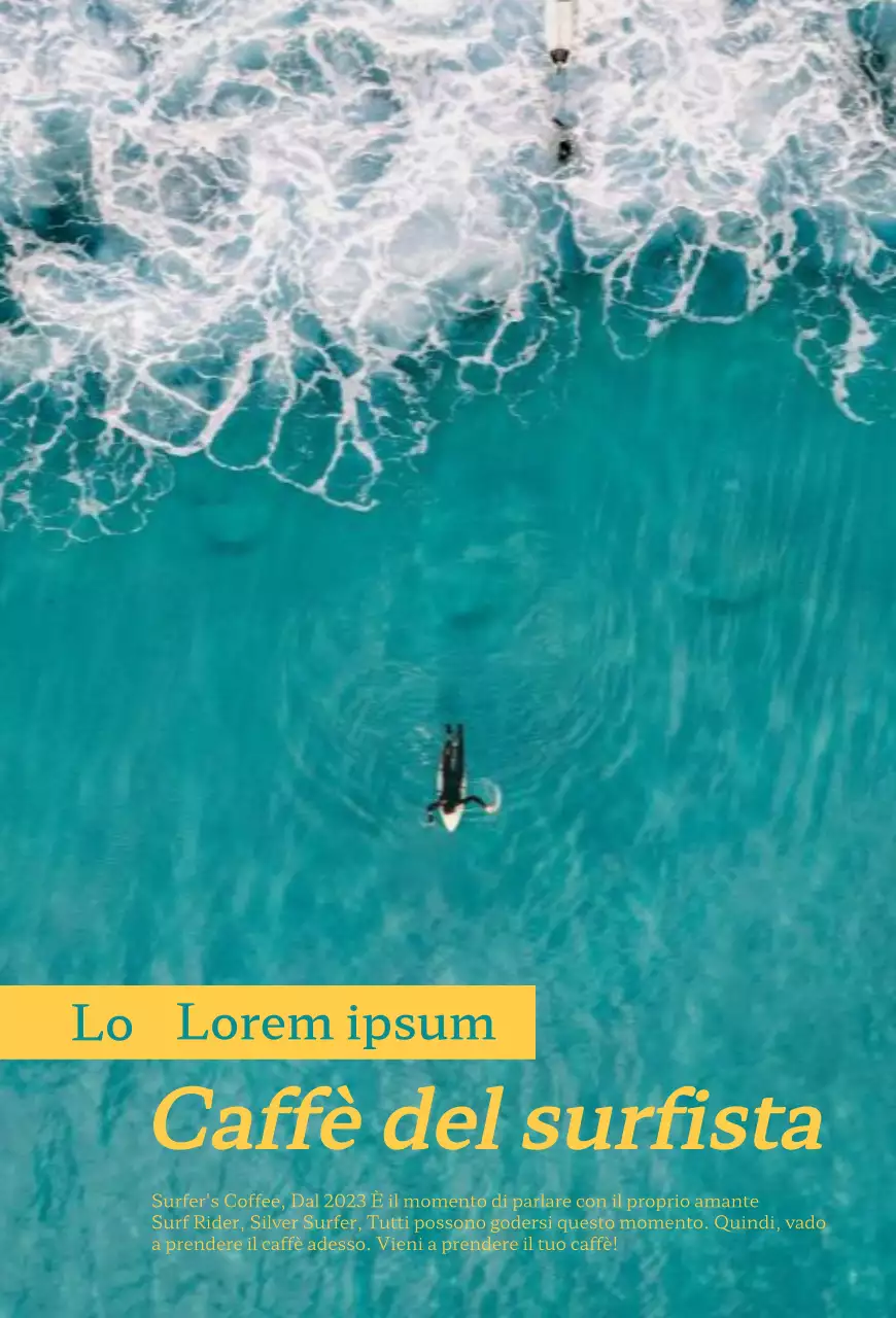 Promuovete il vostro caffè estivo di fotografia di surf sull'oceano