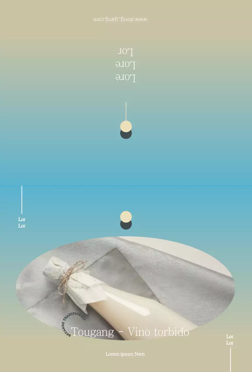 Cartolina prodotto vino di riso azzurro sfumato