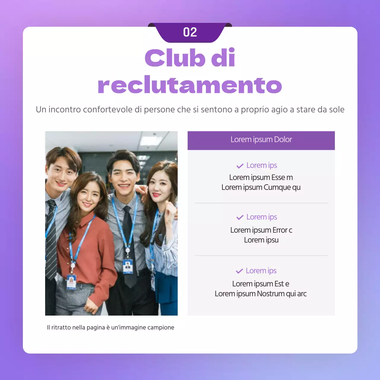 Annuncio di un club aziendale con un concetto di invito viola