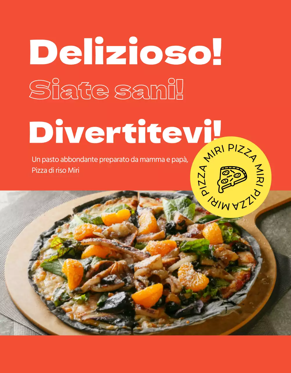 Dettagli di finanziamento per pizza arancione e gomito