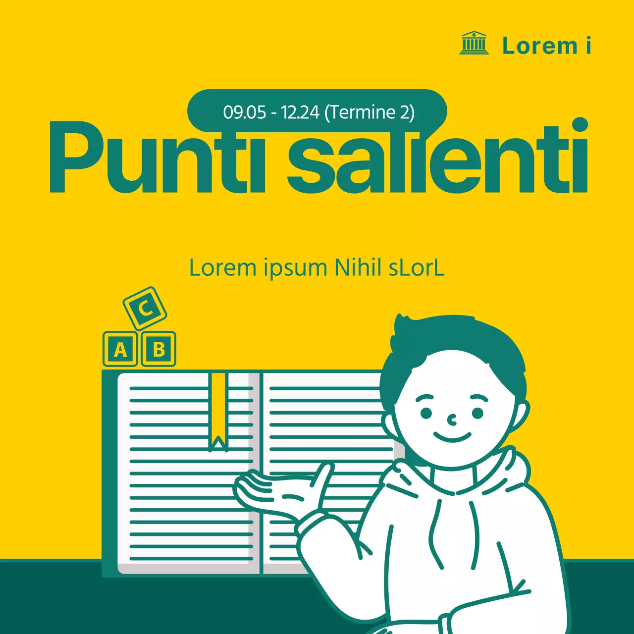 Il giallo e il verde dell'università evidenziano il design della cartaNews