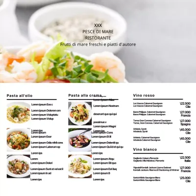 Menu dei ristoranti