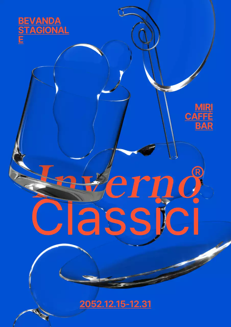 Menu del bar in blu e rosso