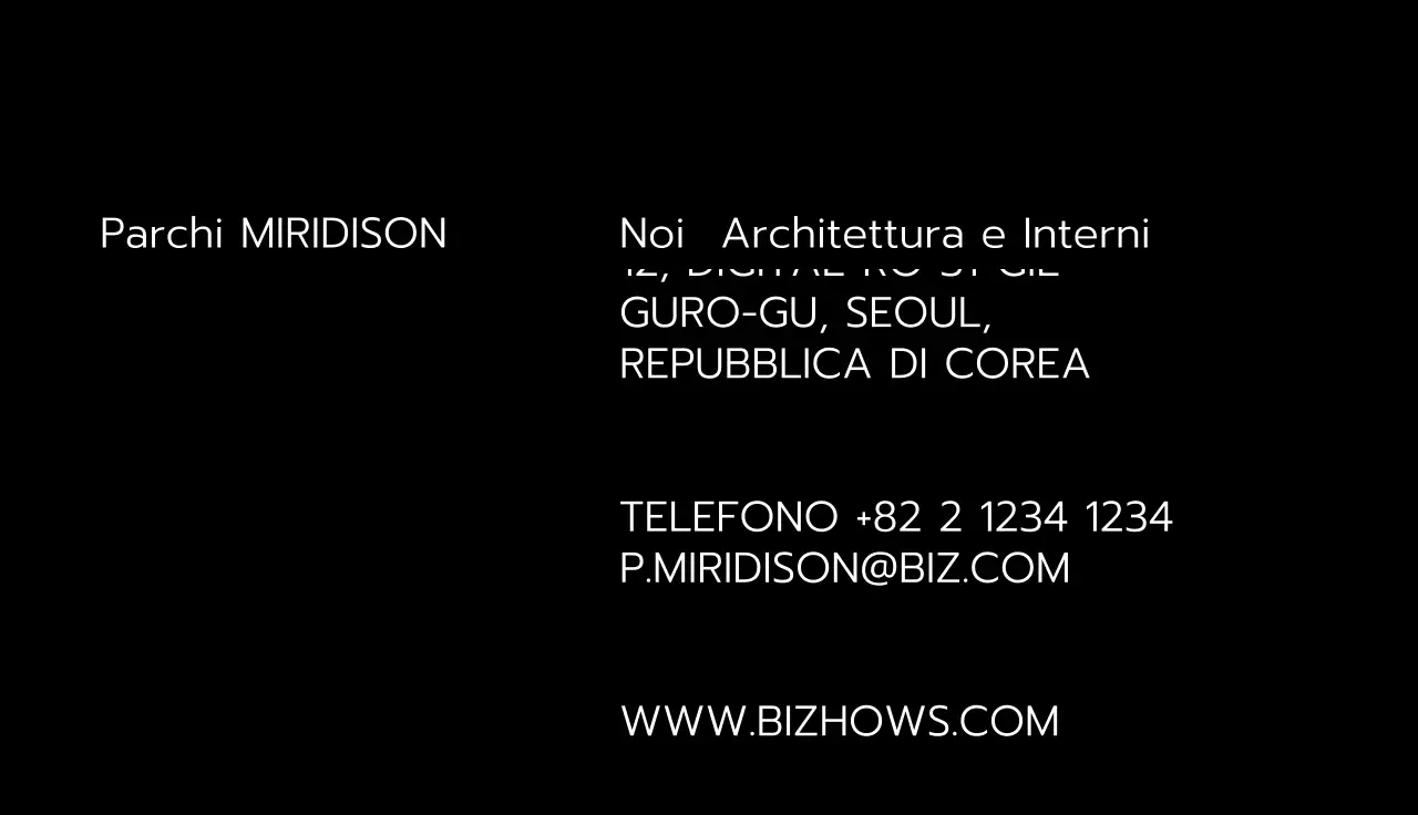Biglietto da visita in stile urbano con linee bianche su sfondo nero