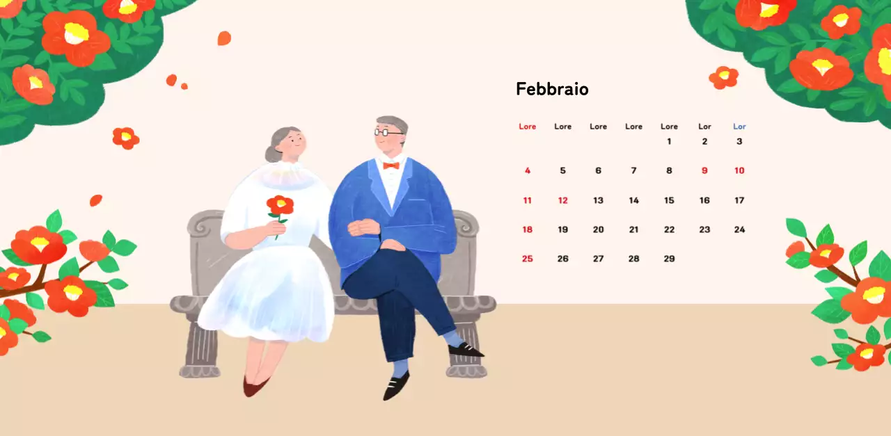 Un calendario di Capodanno caldo e illustrato