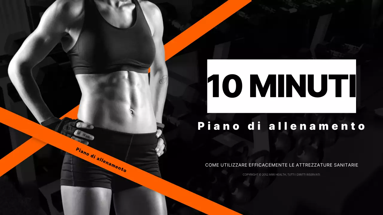 Piano di allenamento fitness di 10 minuti in nero e arancione