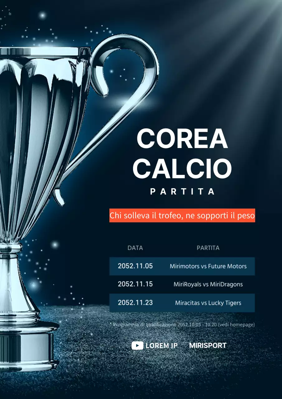 Il calendario del calcio concettuale del trofeo blu