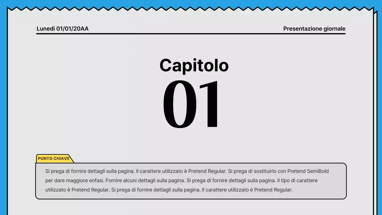 Linee decise e presentazione che attira l'attenzione in un concetto di giornale con accenti di giallo e azzurro