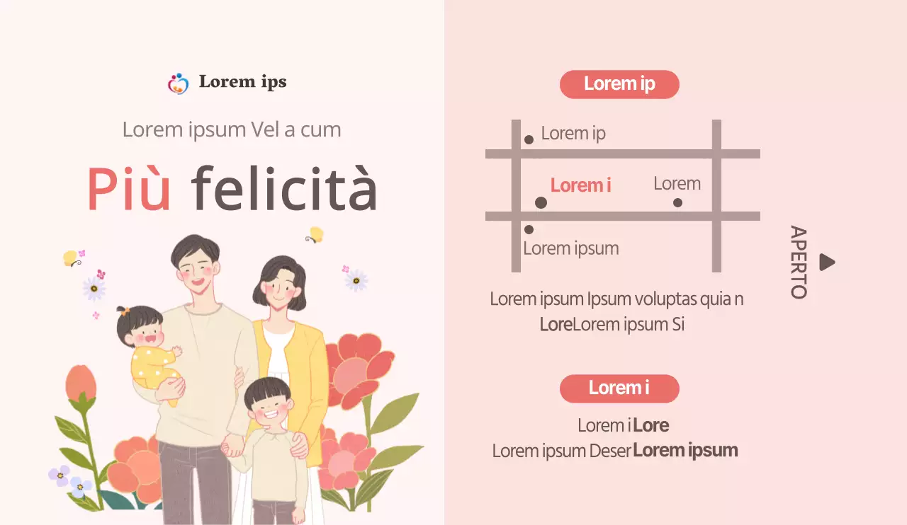 Concetto di illustrazione di famiglia emotiva in rosa e marrone per la promozione e l'informazione ospedaliera.