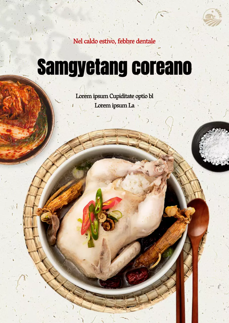 Promuovere il Samgyetang su uno sfondo Hanji beige