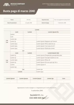 Avorio Marrone Documentazione della busta paga semplice