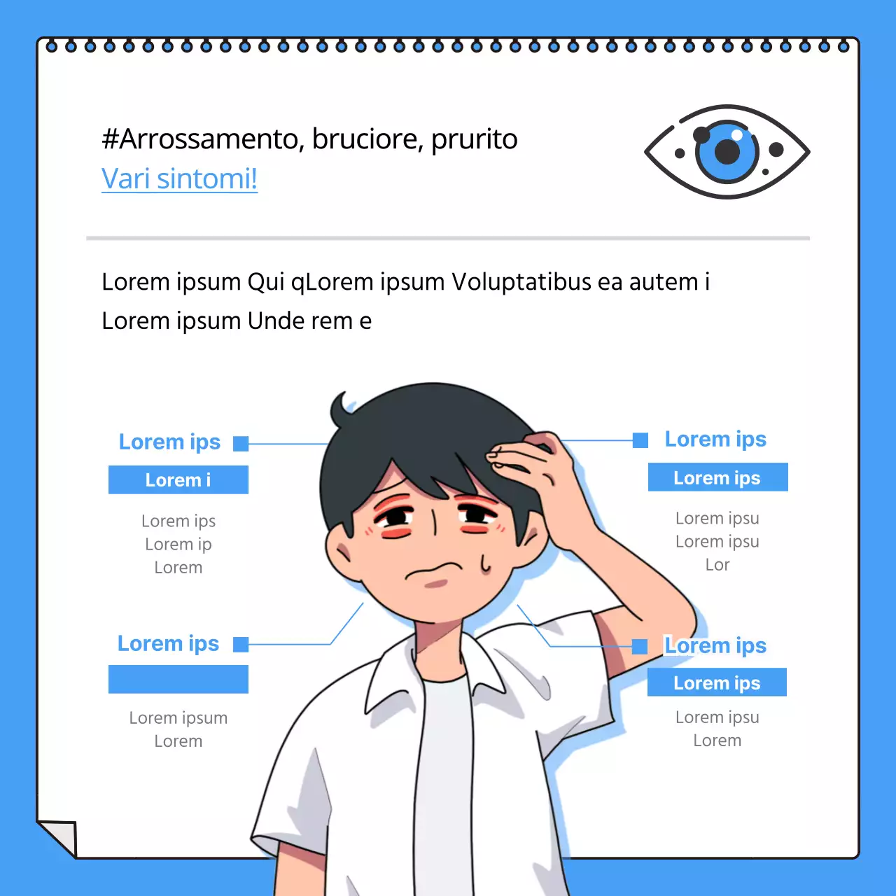 Congiuntivite blu e bianca CardNews