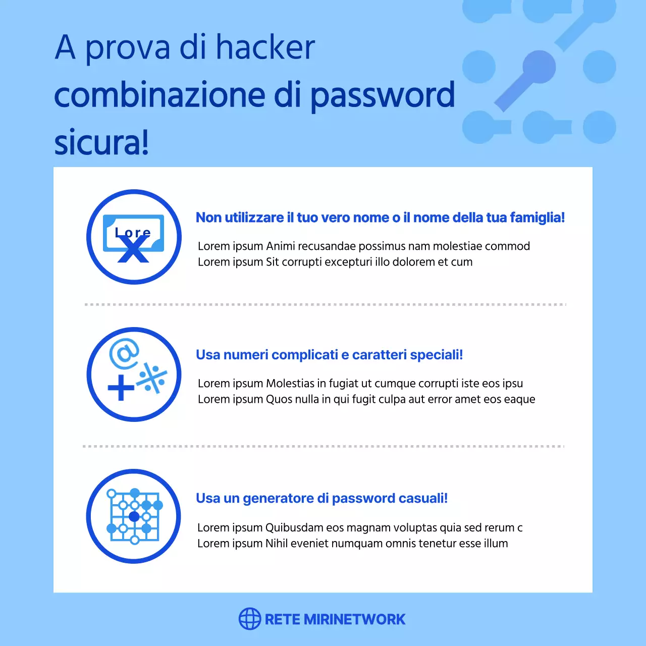Suggerimenti per la combinazione di password dall'azienda della rete blu