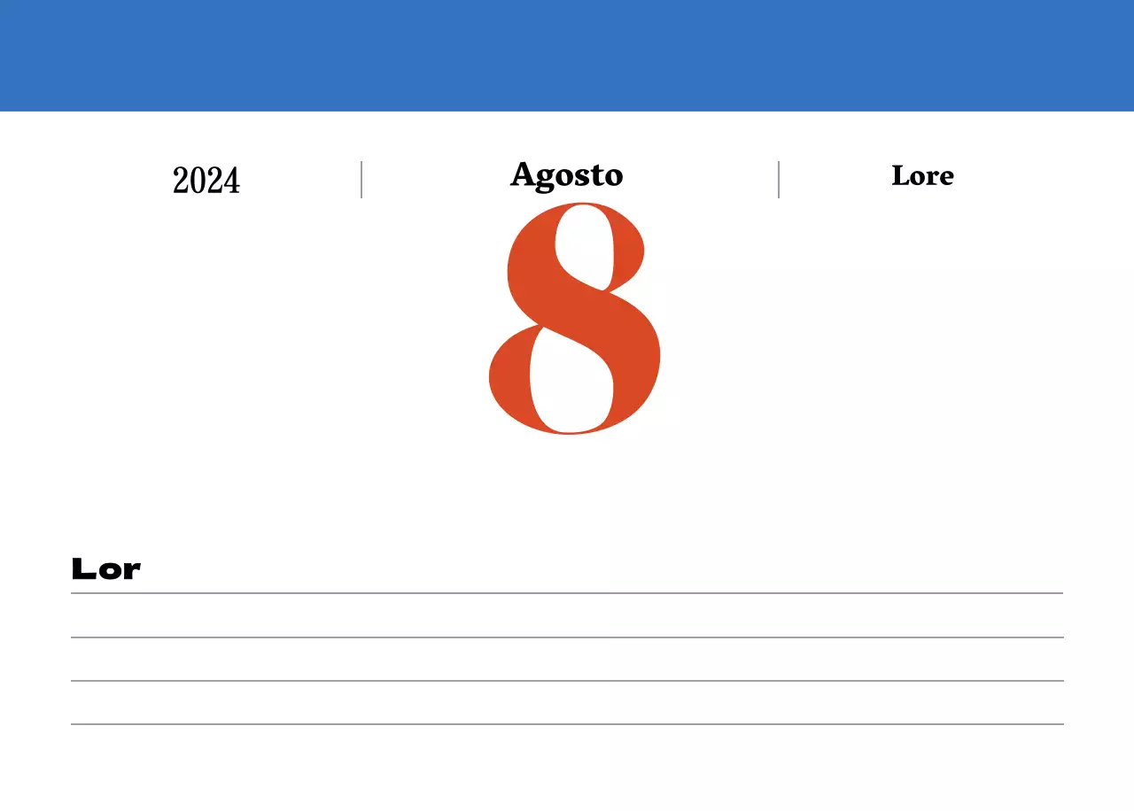 Calendario nostalgico di concezione retrò in rosso e blu