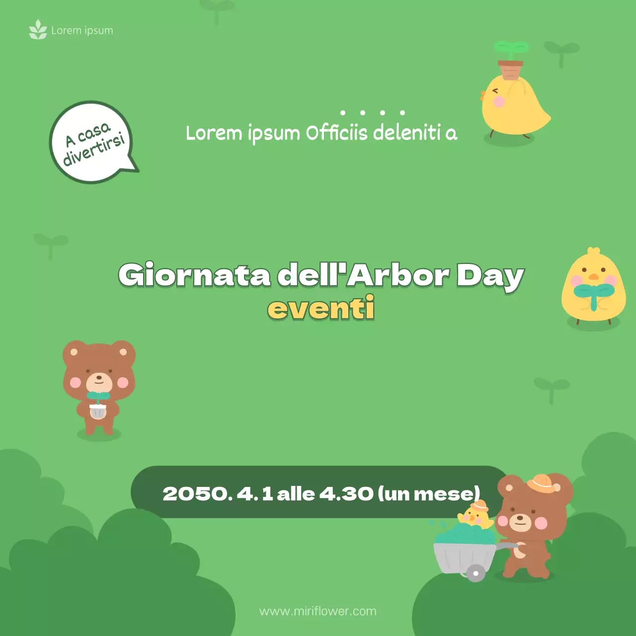 Evento Arbor Day con un simpatico concetto di illustrazione su sfondo chartreuse