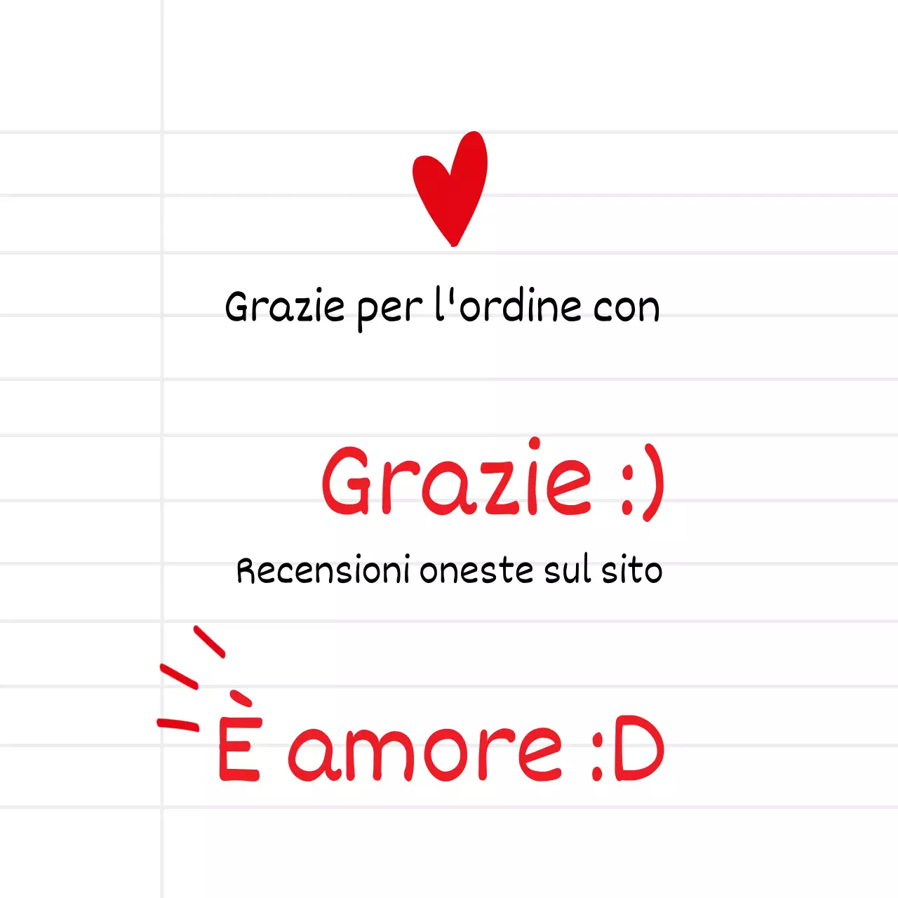 Messaggio di ringraziamento per la consegna