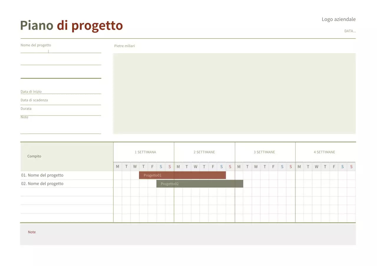 Taccuino digitale Simple Project Planner in marrone e verde