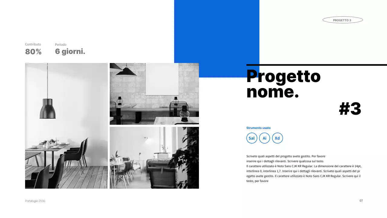 Un portafoglio blu e organizzato