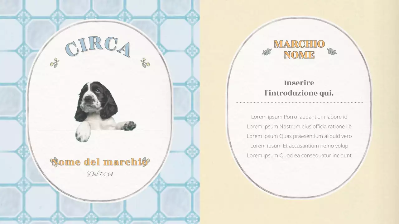 Layout concettuale emozionale di base con motivo di carta da parati vintage in beige e blu chiaro