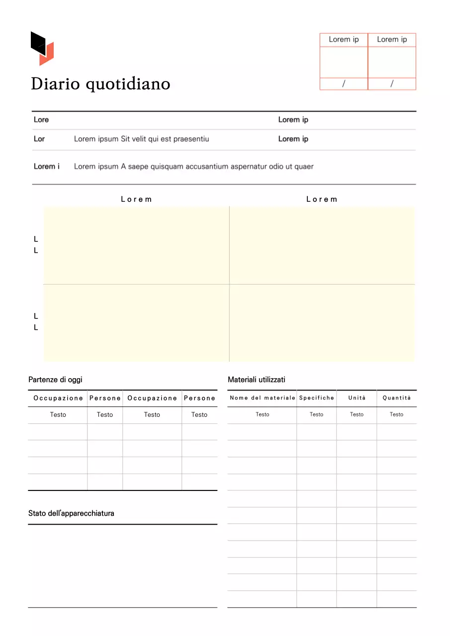 Un diario di lavoro quotidiano pulito, bianco-beige