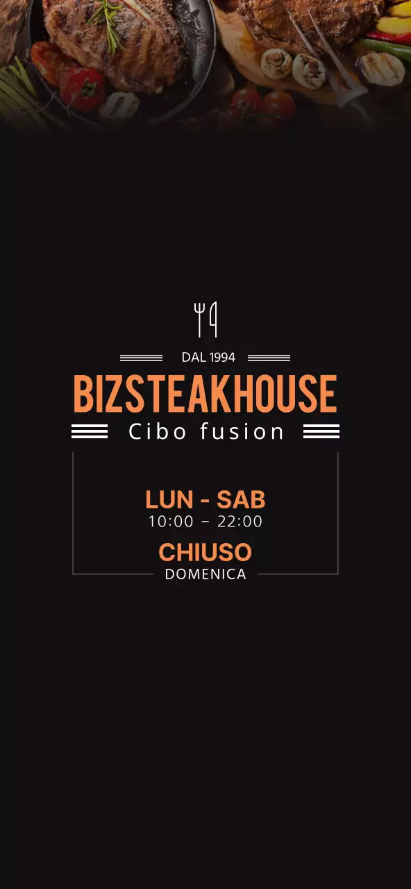 Nero e arancione, prezzi del menu della steakhouse in stile semplice