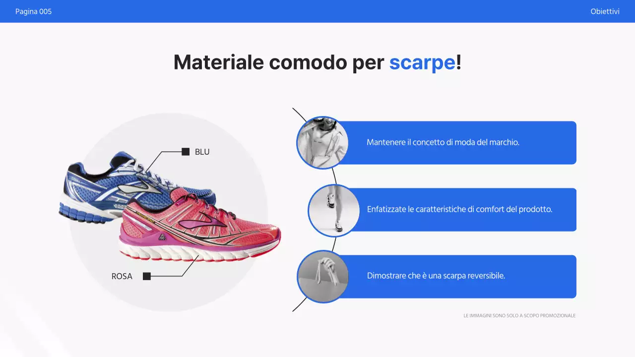 Semplice presentazione promozionale di marketing in bianco e blu