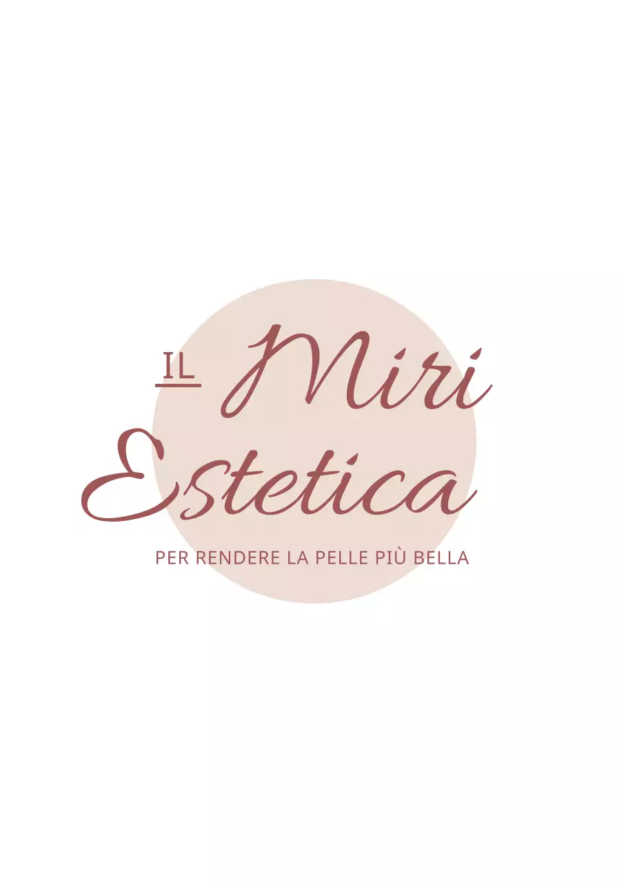 Disegnate un sacchetto per un'estetica dermatologica con un cerchio rosa e il nome dell'azienda in corsivo.