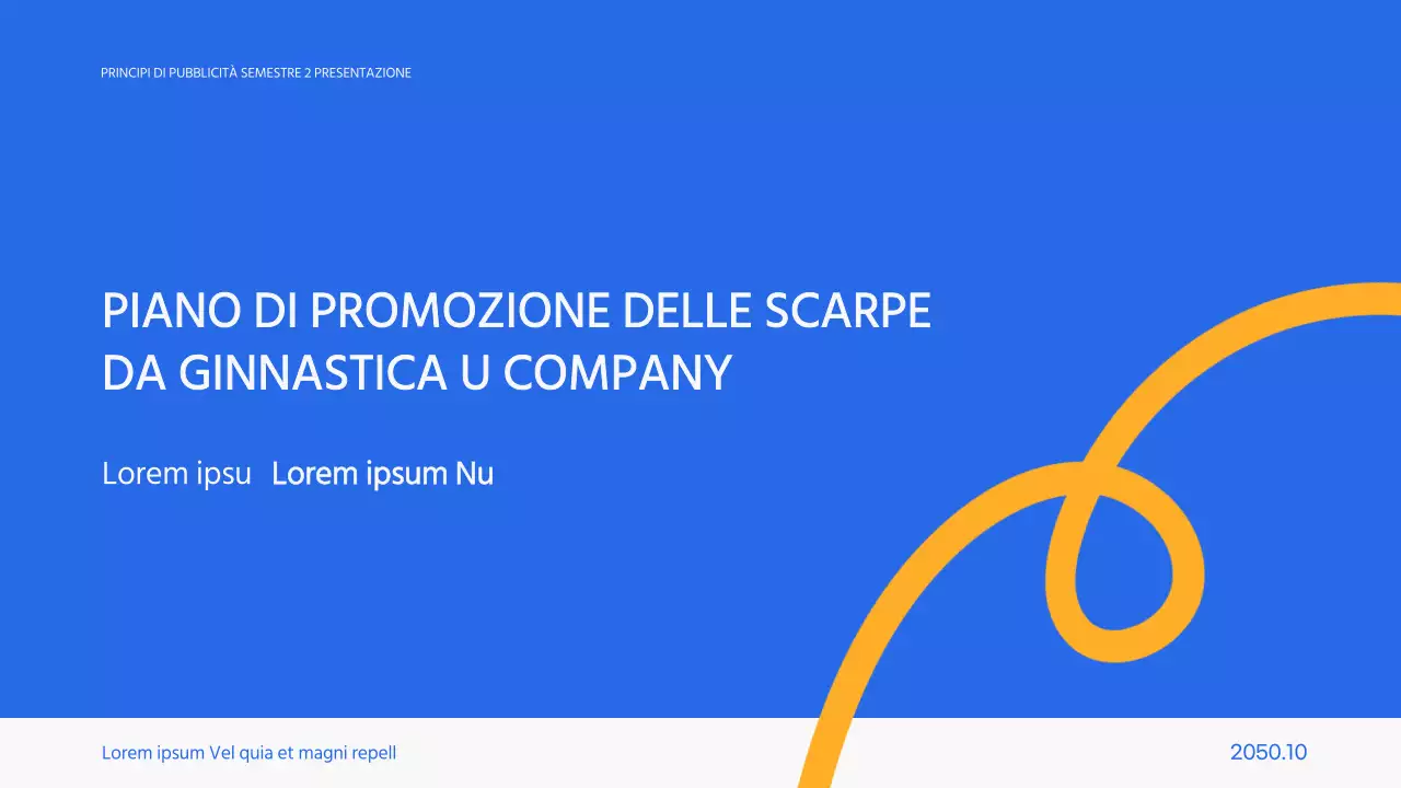 Semplice presentazione promozionale di marketing in bianco e blu