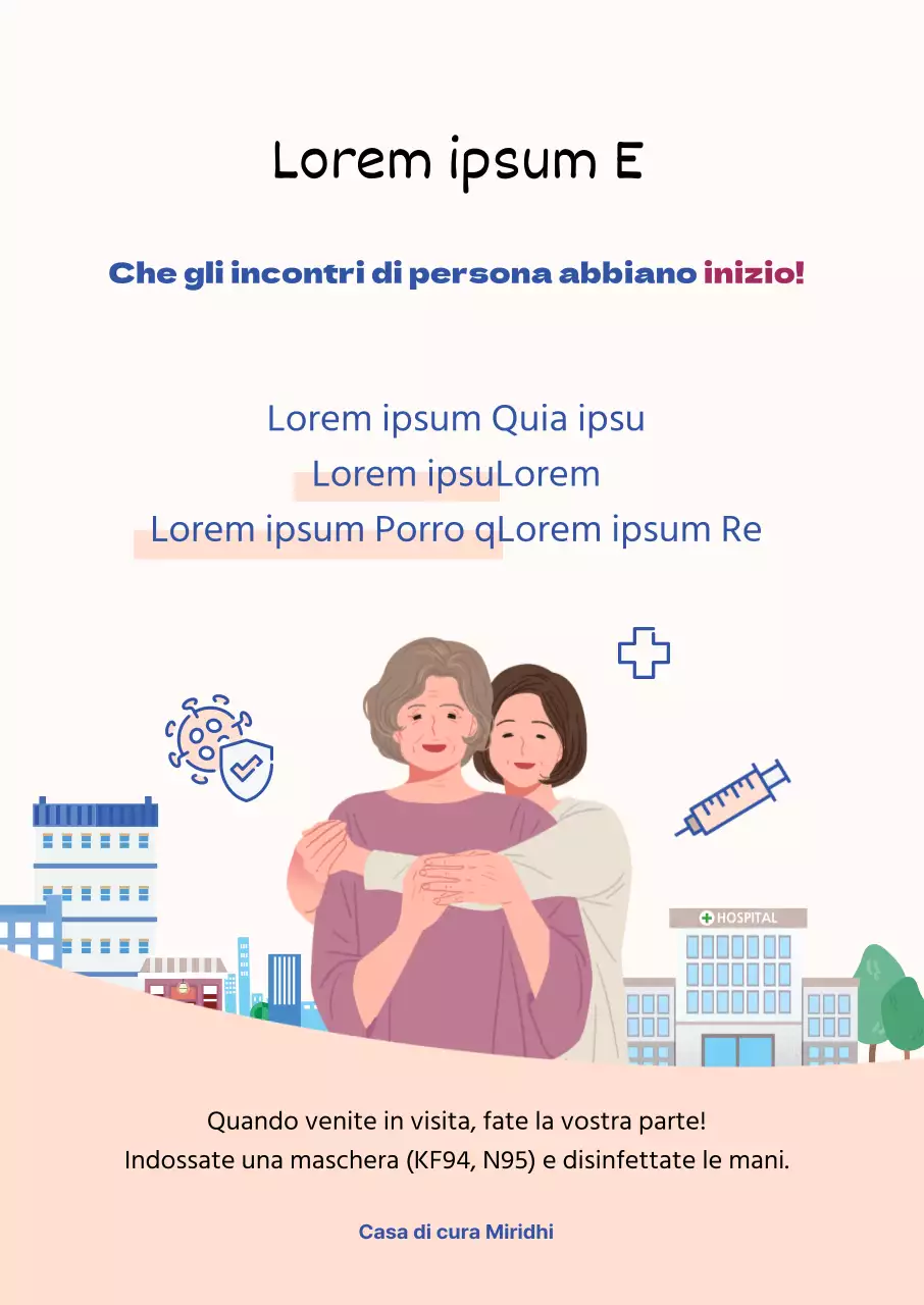 Semplici istruzioni illustrate in blu e rosso per il contatto diretto con il pubblico