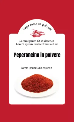 Etichetta alimentare con illustrazione fotografica rossa