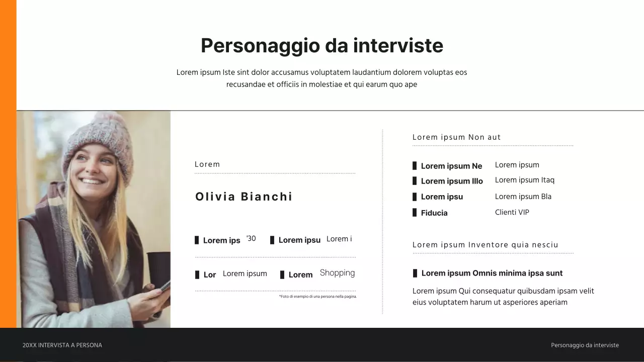 Presentazione dell'intervista alla persona del cliente in arancione