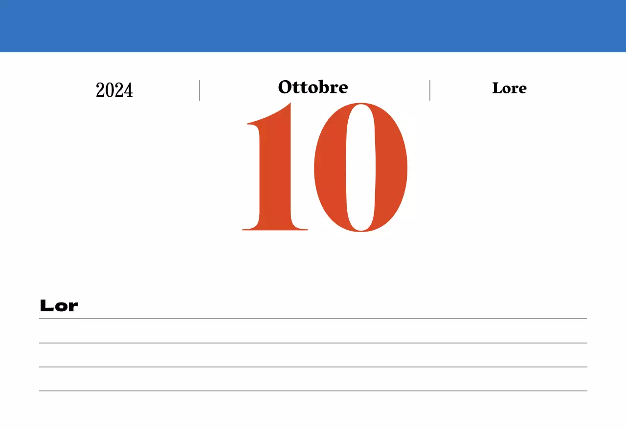 Calendario nostalgico di concezione retrò in rosso e blu