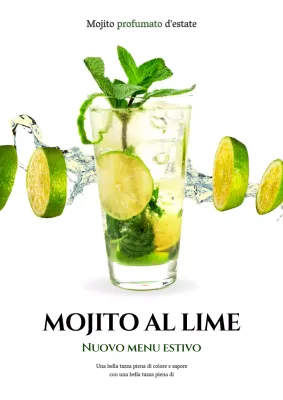 Promuovere un drink mojito dall'aspetto pulito con il bianco e il verde lime