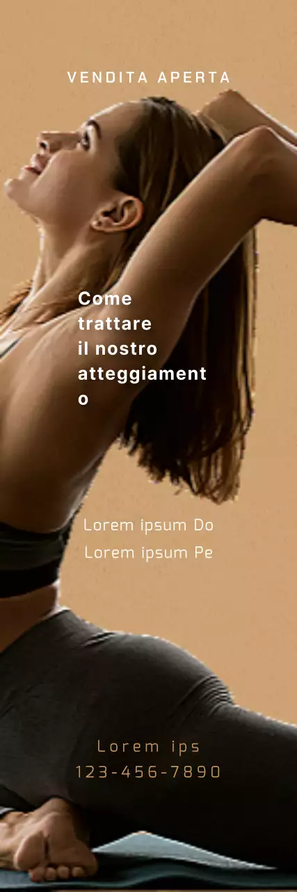 Un evento di classe di Pilates pulito e orientato al messaggio con una donna che si allena su uno sfondo beige