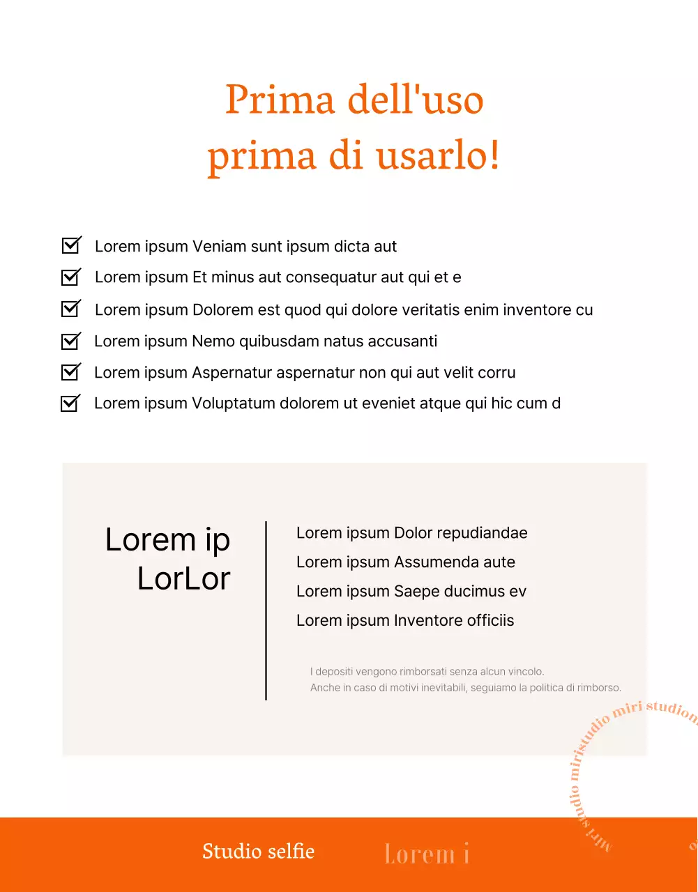 Una guida per uno studio per selfie pulito, beige e arancione