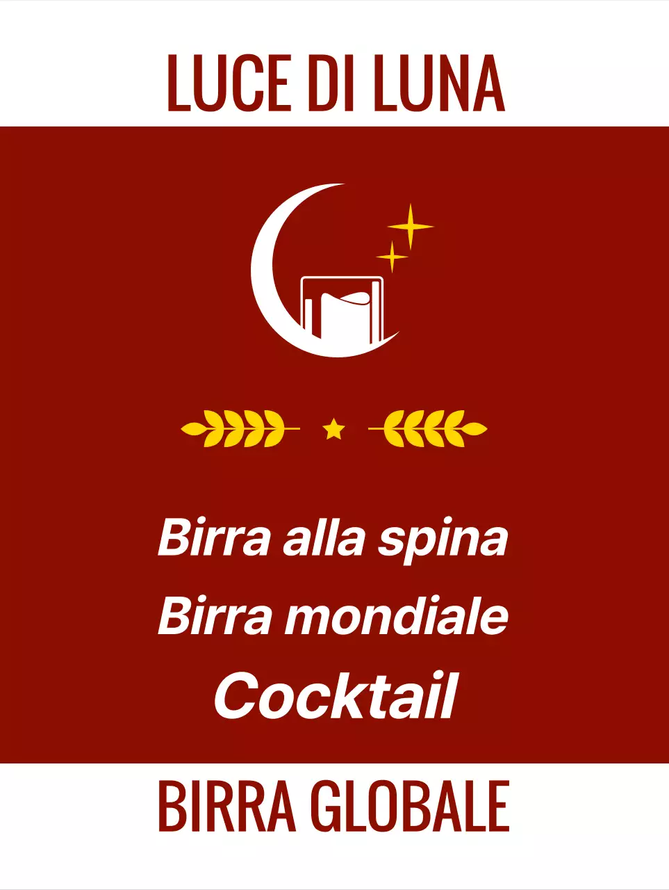 Pub emozionale con foto e logo di vino e birra bianca