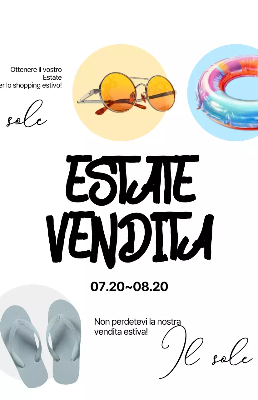 Promuovete la vostra vendita estiva con la calligrafia su sfondo bianco