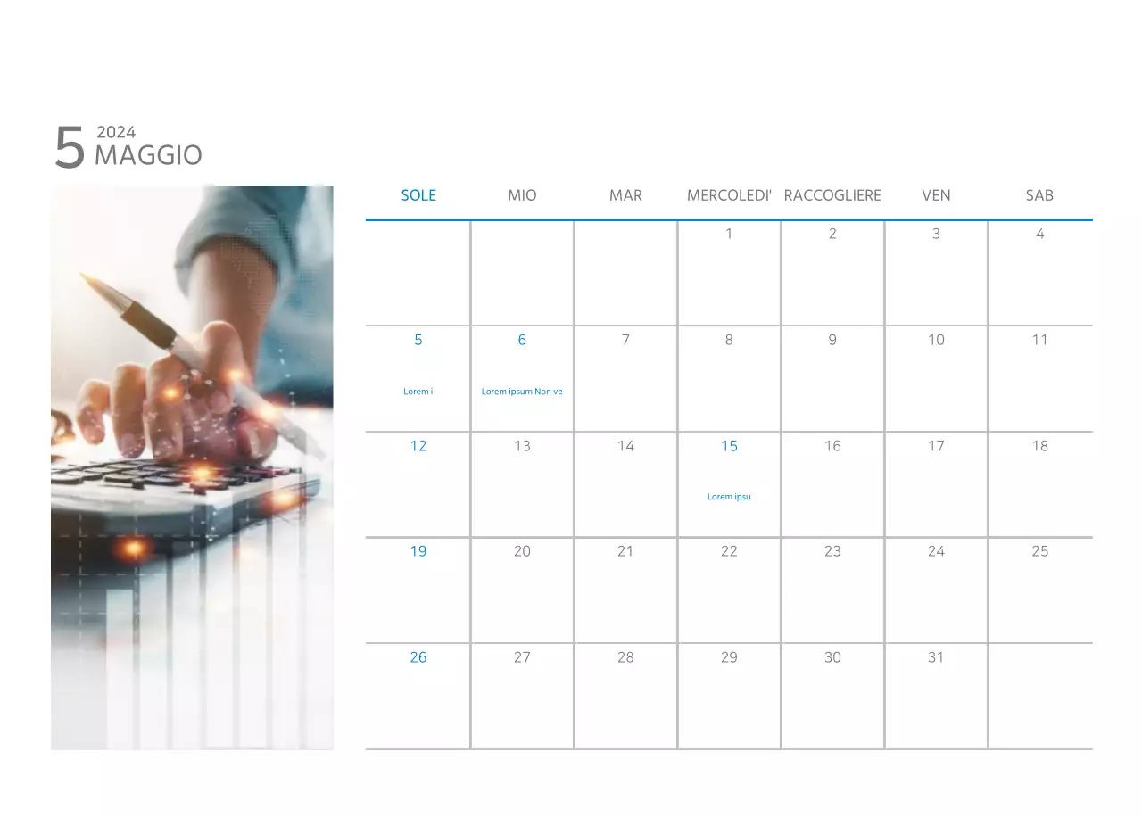 Calendario aziendale da tavolo bianco e semplice