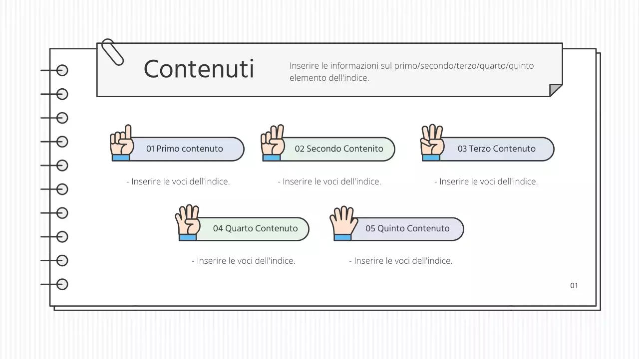 Kit di presentazione educativa concettuale e pulita in bianco e colori accesi