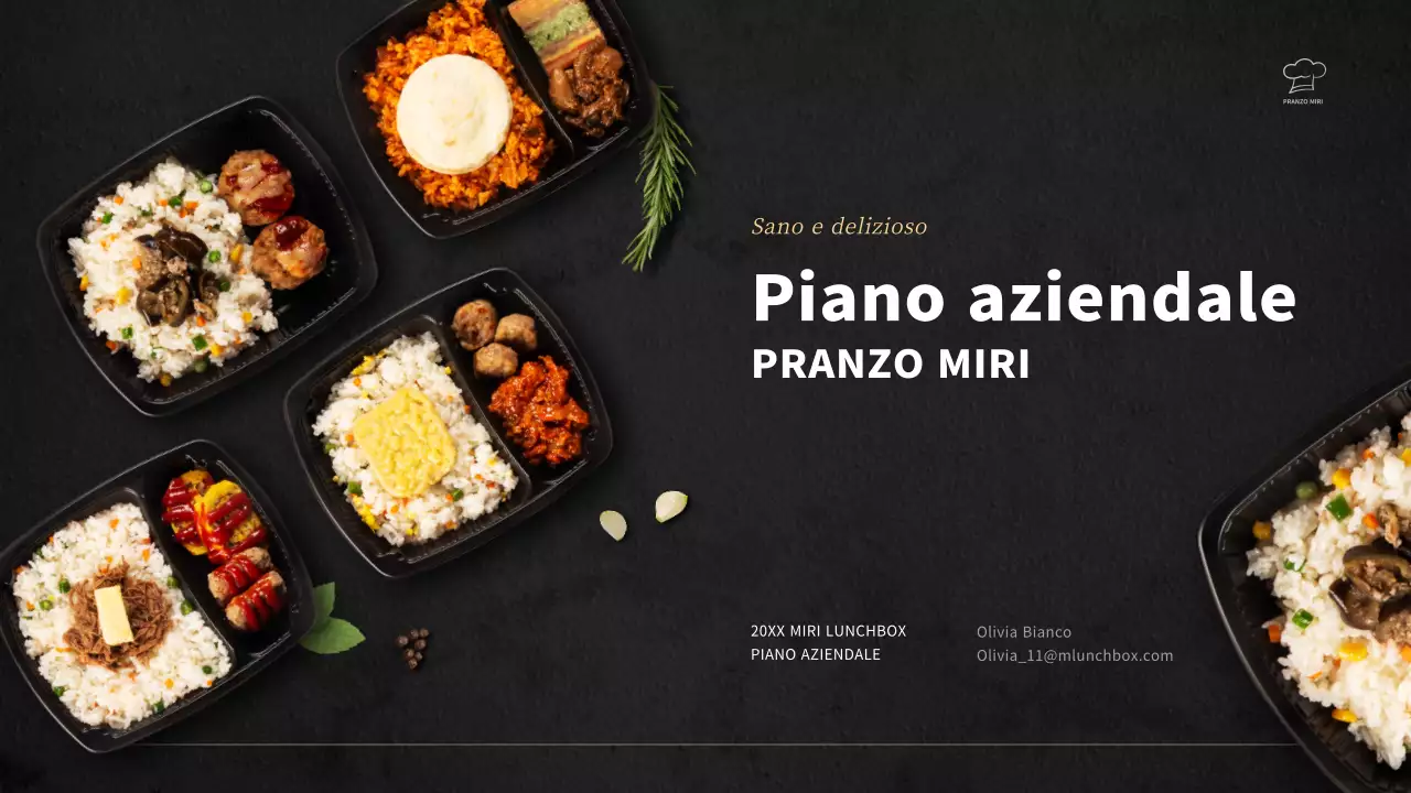 Business plan per un'azienda di cestini per il pranzo in nero in inglese