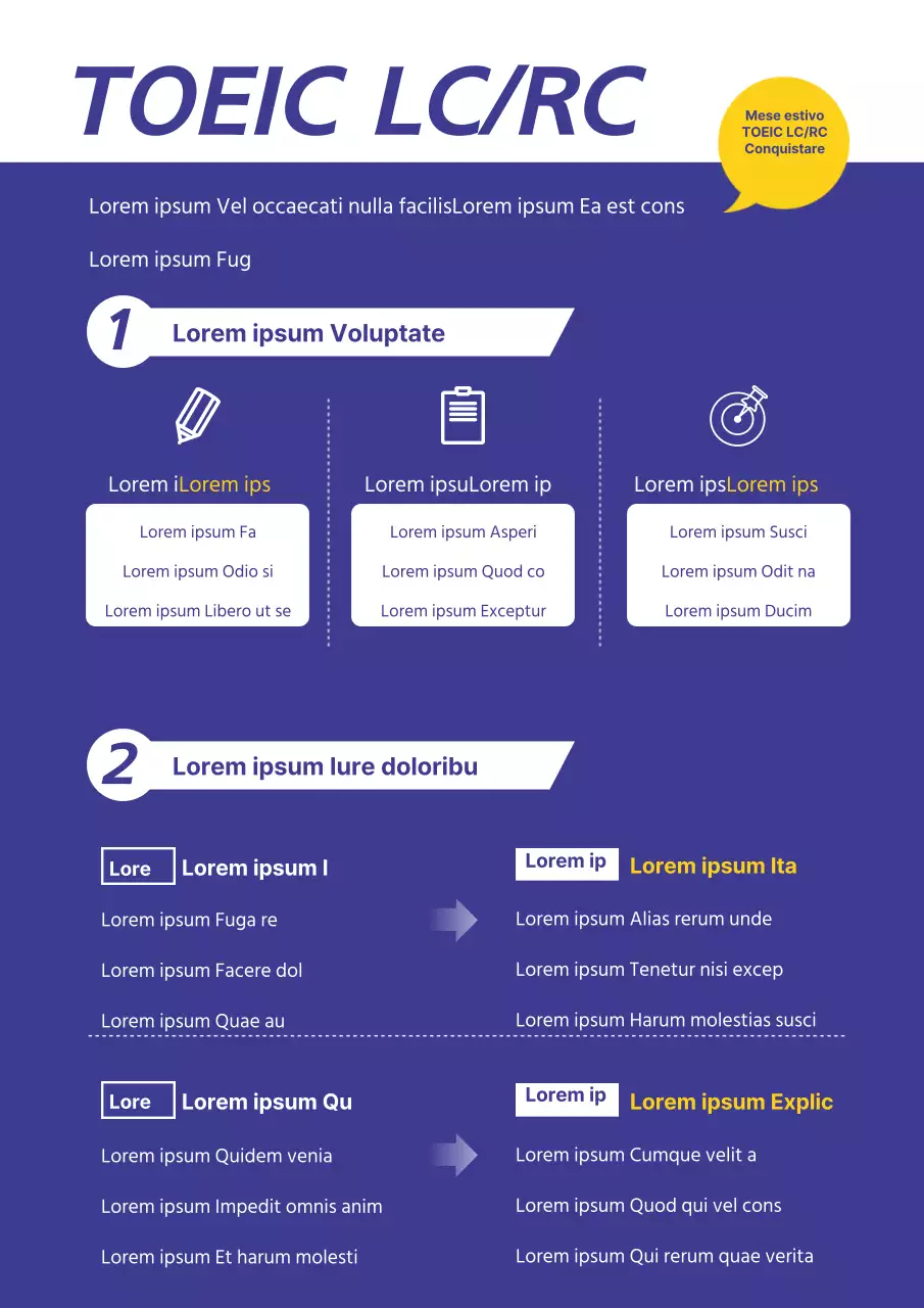 Un volantino che promuove il programma del corso nell'aula blu e moderna di Hagi.