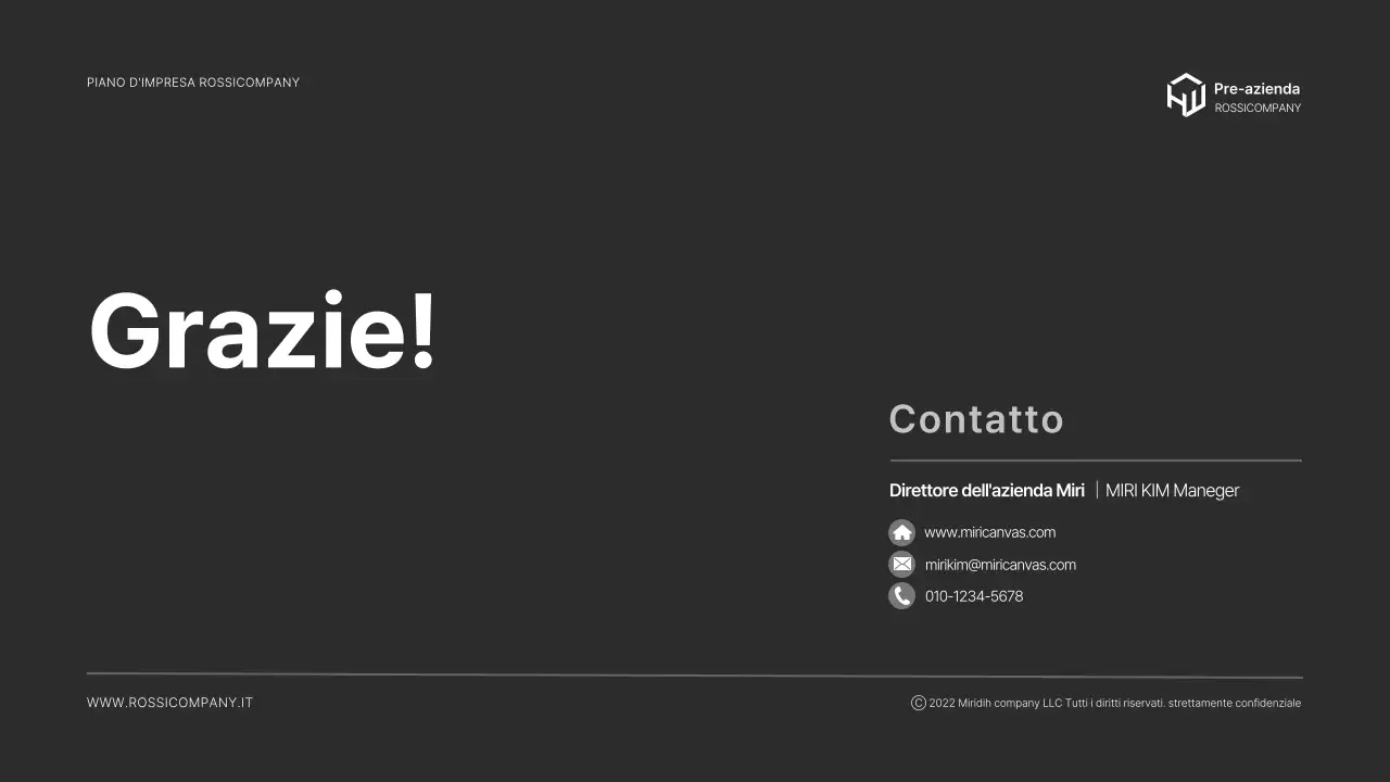 Un profilo aziendale moderno in nero e grigio