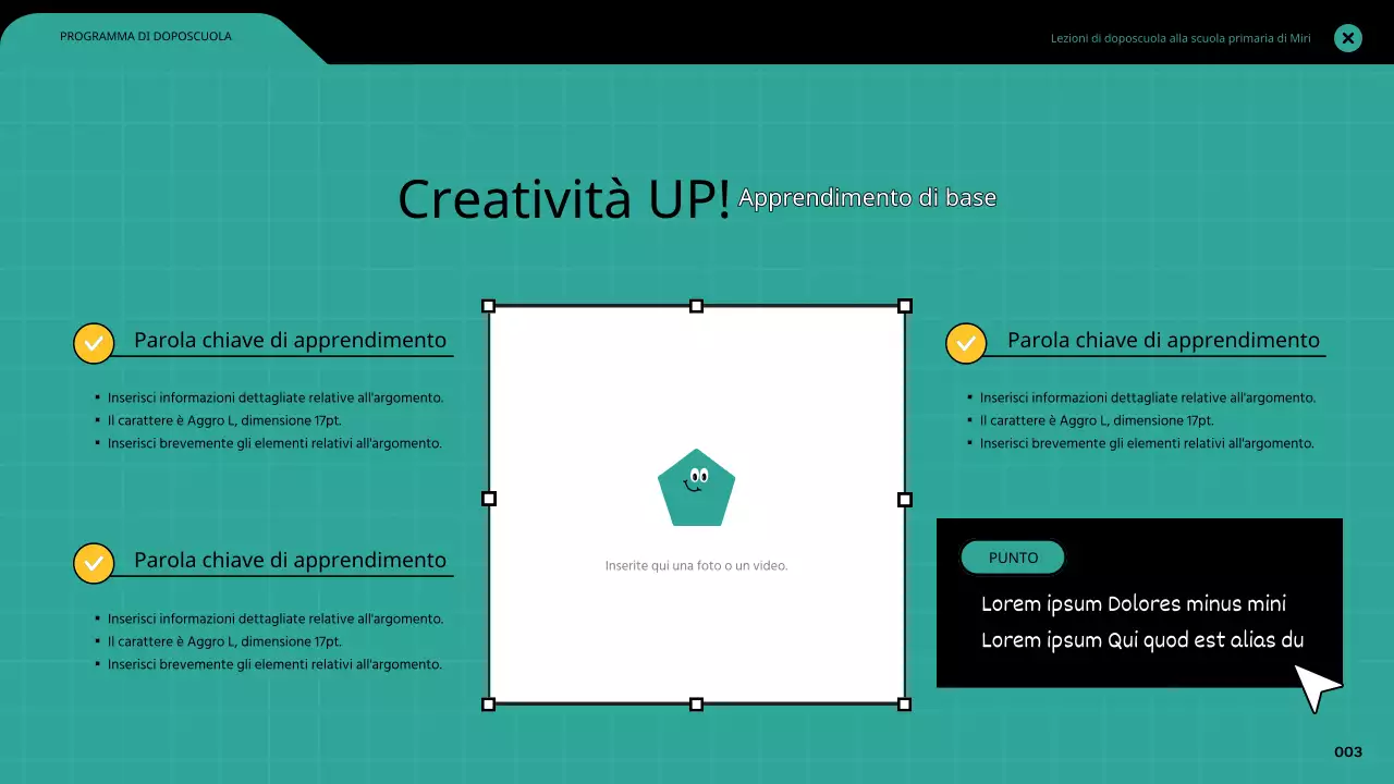 Lezioni di computer grafica in cornici colorate per browser